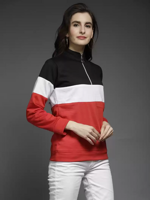 TANDUL  Full Sleeve Color Block Women Sweatshirt