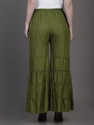 TANDUL  Regular Fit Women Green Rayon Trousers