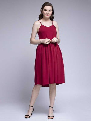 TANDUL  Women Fit and Flare Maroon Dress