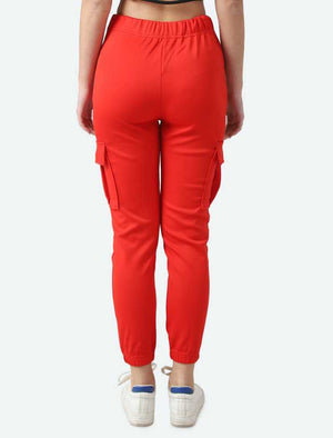 Regular Fit Women Red Viscose Blend Trousers