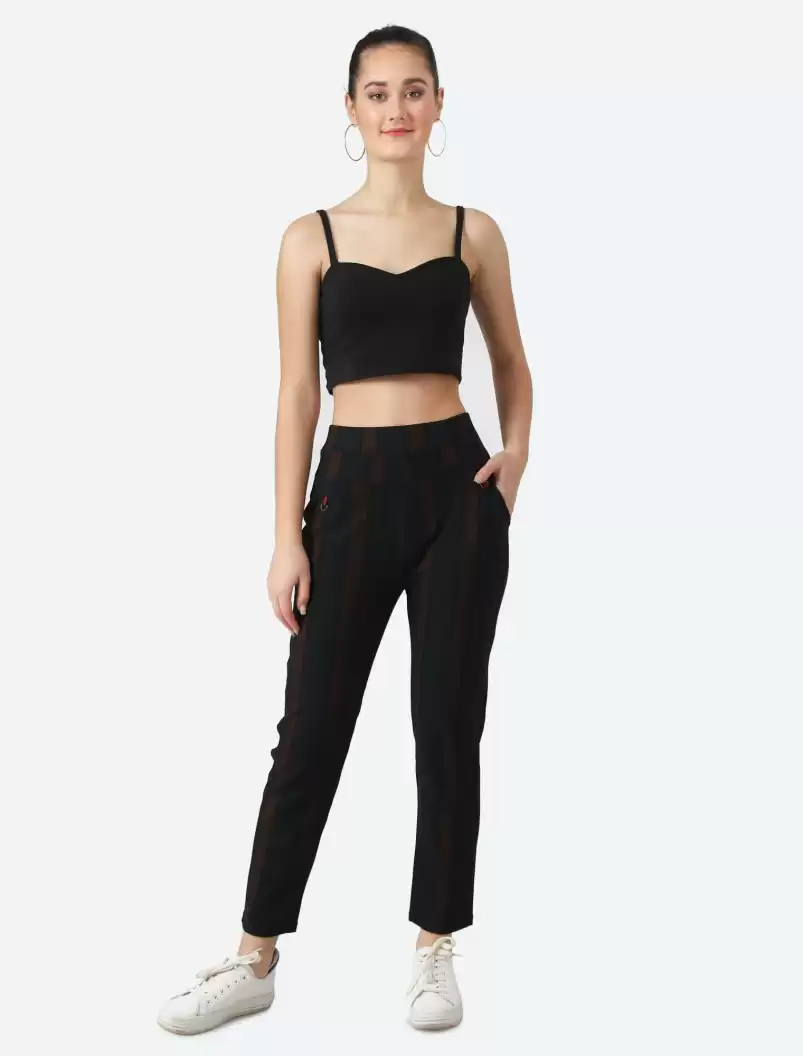 TANDUL  Regular Fit Women Black Viscose Blend Trousers