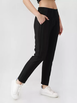 TANDUL  Regular Fit Women Black Viscose Blend Trousers