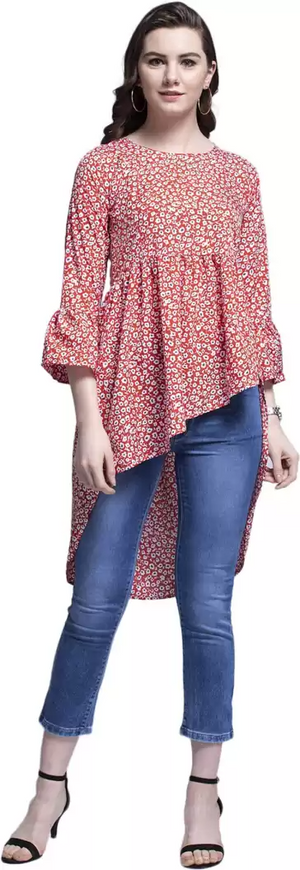 TANDUL  Casual Bell Sleeves Printed Women Multicolor Top