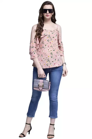TANDUL  Casual Noodle Straps Floral Print Women Multicolor Top
