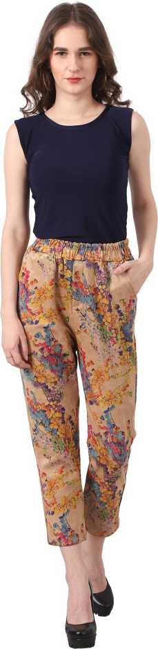 Regular Fit Women Multicolor Viscose Blend Trousers