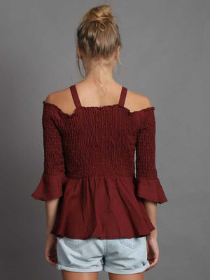 Casual Regular Sleeves Solid Women Maroon Top