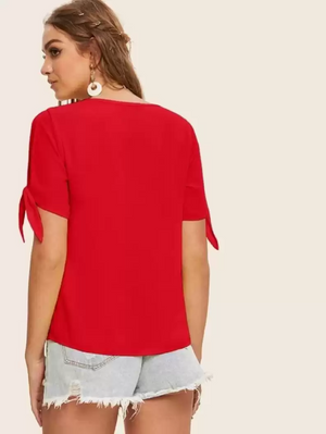 TANDUL  Casual Regular Sleeves Solid Women Red Top