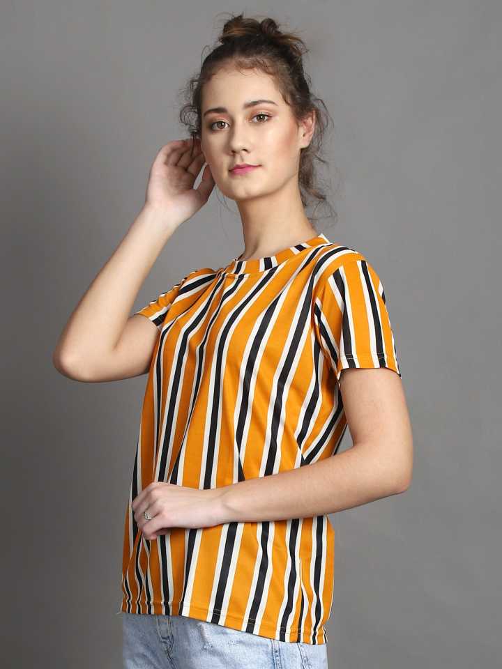 TANDUL  Casual Regular Sleeves Striped Women Multicolor Top