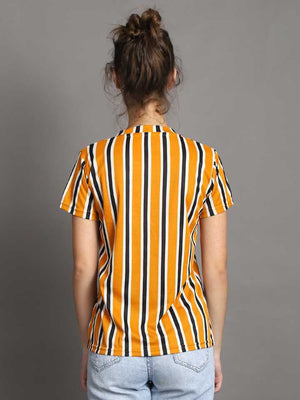 TANDUL  Casual Regular Sleeves Striped Women Multicolor Top
