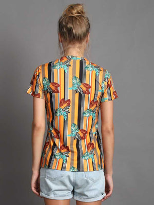 TANDUL  Printed Women Round Neck Multicolor T-Shirt