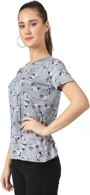 TANDUL  Printed Women Round Neck Multicolor T-Shirt