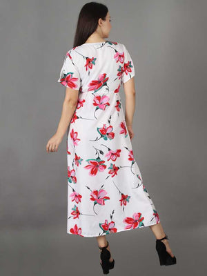 TANDUL  Women Maxi White Dress With Mask