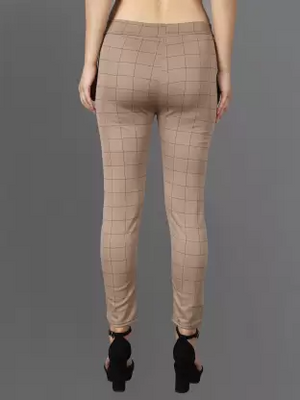 TANDUL Beige Jegging  (Checkered)