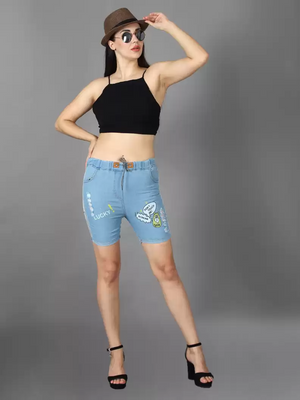 TANDUL  Graphic Print Women Blue Basic Shorts