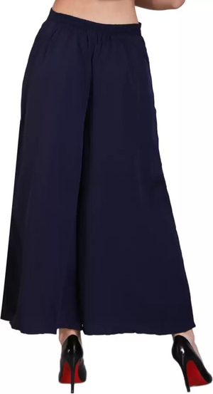 TANDUL  Flared Women BLUE Crepe Trousers