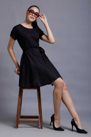 TANDUL  Women A-line Black Dress