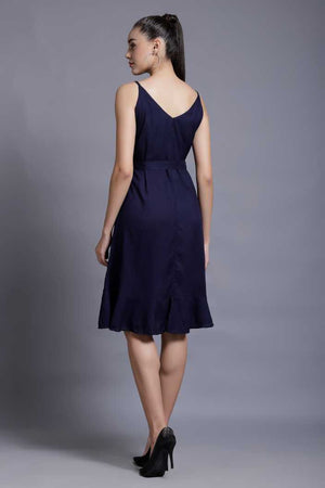 Women Asymmetric Blue Dress