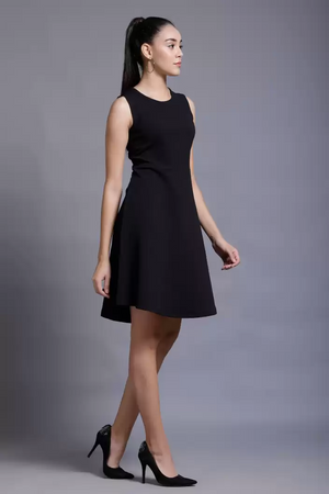 TANDUL  Women Skater Black Dress