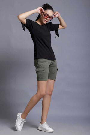 Casual Regular Sleeves Solid Women Black Top