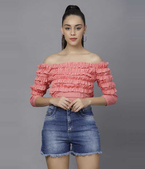 Casual Regular Sleeves Solid Women Pink Top