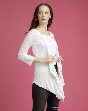 TANDUL  Women 3/4th Sleeve White Shrug