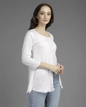 TANDUL  Women 3/4th Sleeve White Shrug