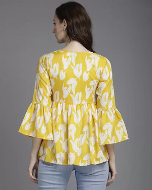 TANDUL  Casual Bell Sleeves Printed Women Multicolor Top