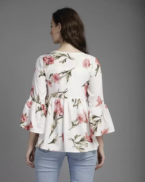 TANDUL  Casual Bell Sleeves Printed Women Multicolor Top