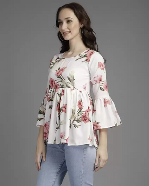 TANDUL  Casual Bell Sleeves Printed Women Multicolor Top