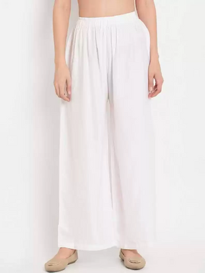 TANDUL  Regular Fit Women White Rayon Trousers