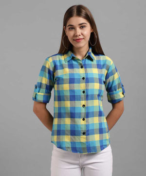 TANDUL  Women Regular Fit Self Design, Checkered Casual Shirt