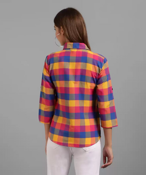 Women Checkered Formal Multicolor Shirt