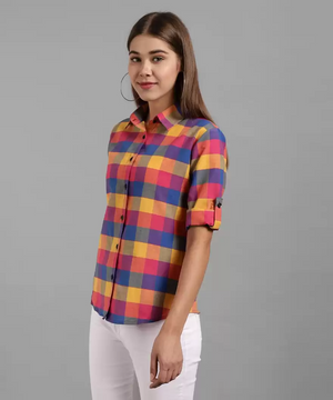 Women Checkered Formal Multicolor Shirt
