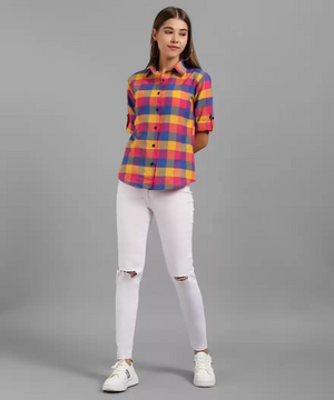 Women Checkered Formal Multicolor Shirt