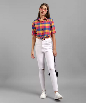 Women Checkered Formal Multicolor Shirt