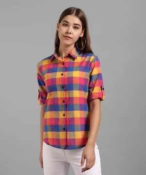 Women Checkered Formal Multicolor Shirt