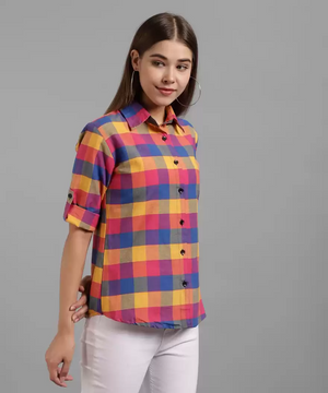 Women Checkered Formal Multicolor Shirt