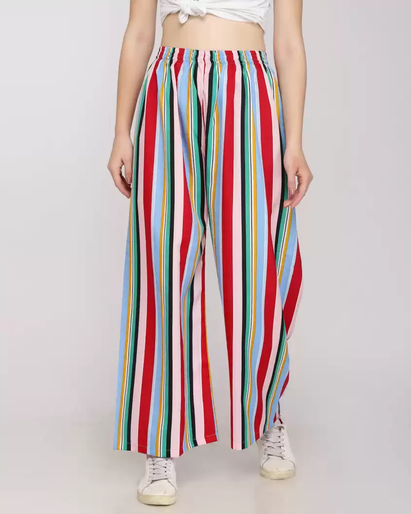 TANDUL  Regular Fit Women Multicolor Crepe Trousers