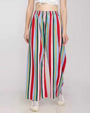 TANDUL  Regular Fit Women Multicolor Crepe Trousers