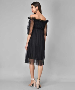TANDUL  Women Skater Black Dress