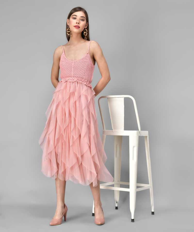 TANDUL  Women Fit and Flare Pink Dress