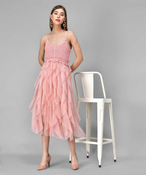 TANDUL  Women Fit and Flare Pink Dress