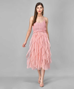 TANDUL  Women Fit and Flare Pink Dress