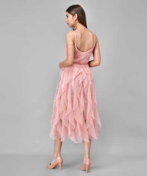 Women Fit and Flare Pink Dress
