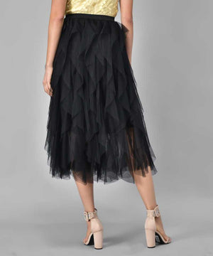 TANDUL  Women Solid A-line Black Skirt