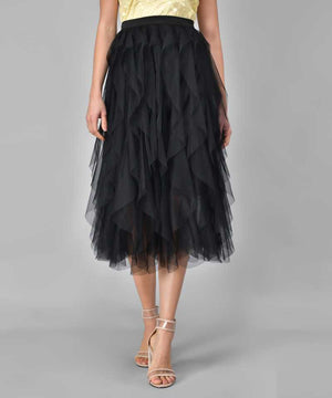 TANDUL  Women Solid A-line Black Skirt
