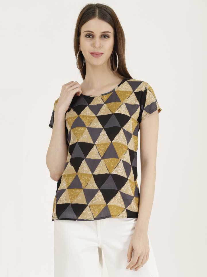 Casual Regular Sleeves Printed Women Multicolor Top