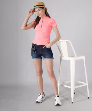 Casual Regular Sleeves Solid Women Pink Top