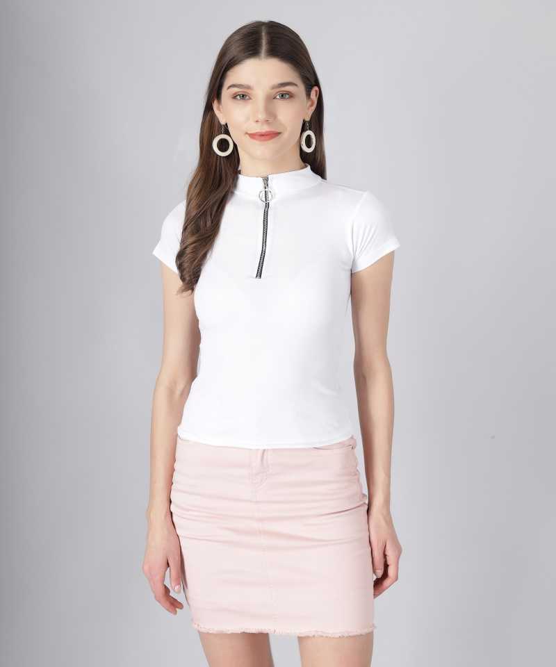 TANDUL  Casual Regular Sleeves Solid Women White Top