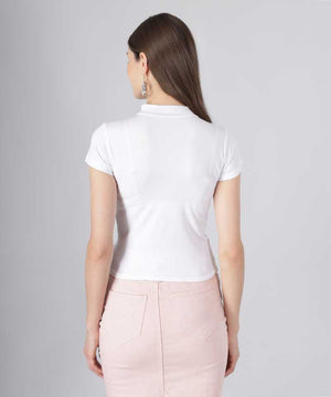 TANDUL  Casual Regular Sleeves Solid Women White Top